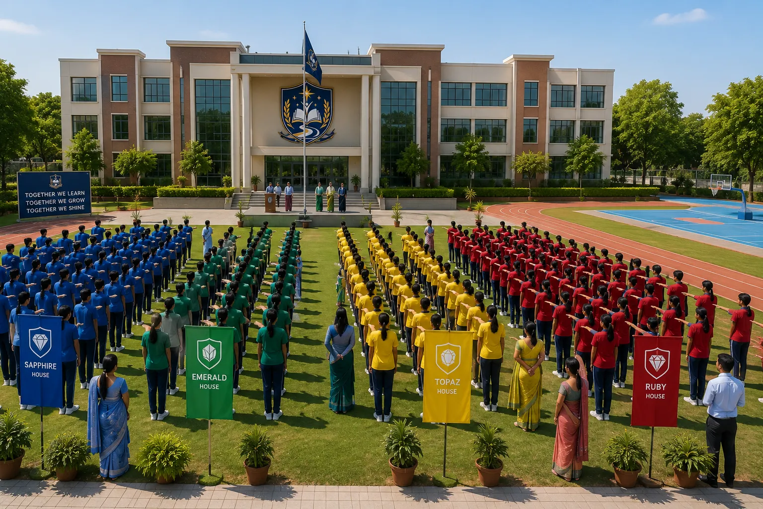 Morning Student Assembly & House Flags